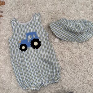 One piece tractor jumpsuit with bucket hat- NWT